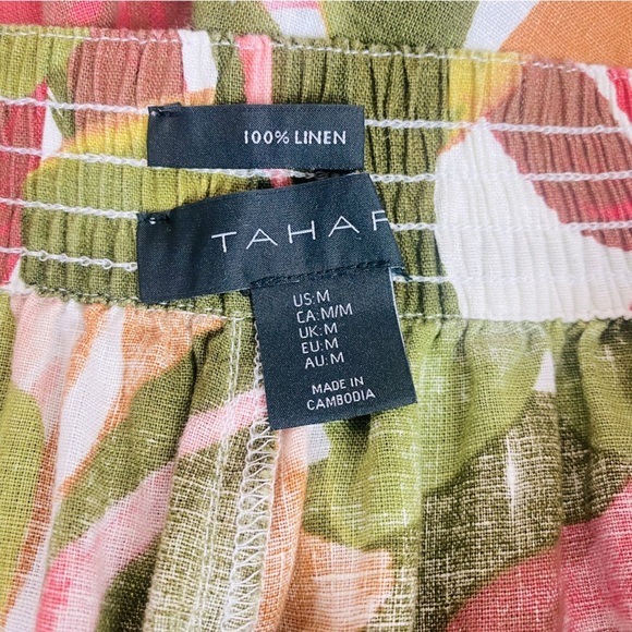 Tahari 100% Linen Tropical Wide Leg Beach Pants Size M - Picture 5 of 7